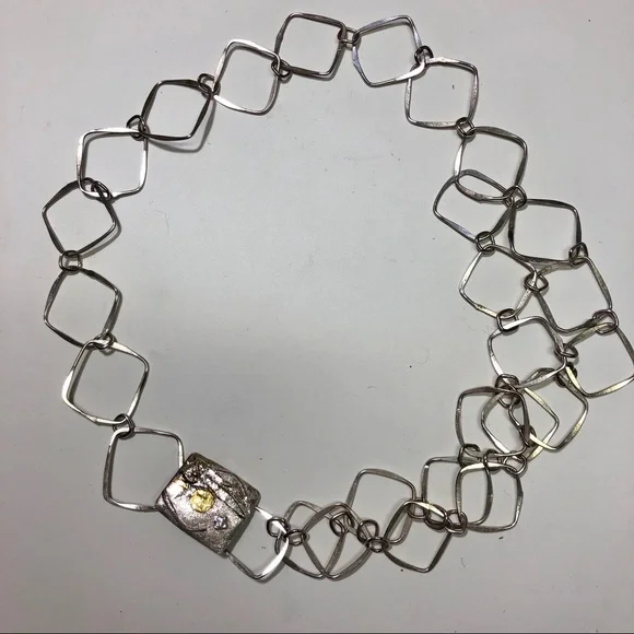 Handmade, sterling silver, long necklace - Picture 2 of 3